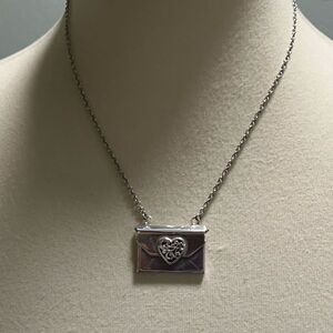 Brighton Silver Heart Envelope With Post Card Inside Necklace #BJNK